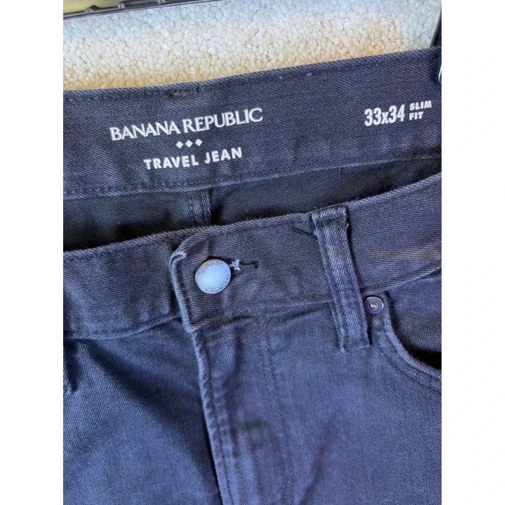 Banana Republic Travel Jean Mens 33x34 (Fits 33x32) Black Slim Fit Stretch Denim